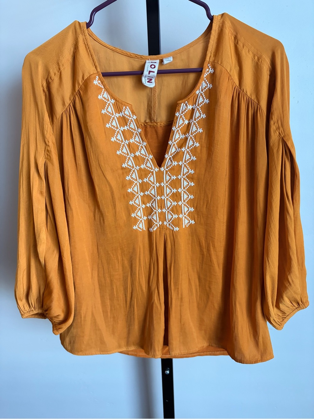 Anthropologie Dolan Alvia Embroidered Peasant Top Boho Blouse Mustard S